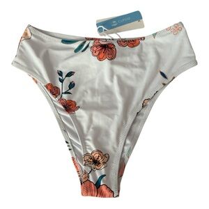 Cupshe White Swimwear Coral Floral Print Bottoms Only XS